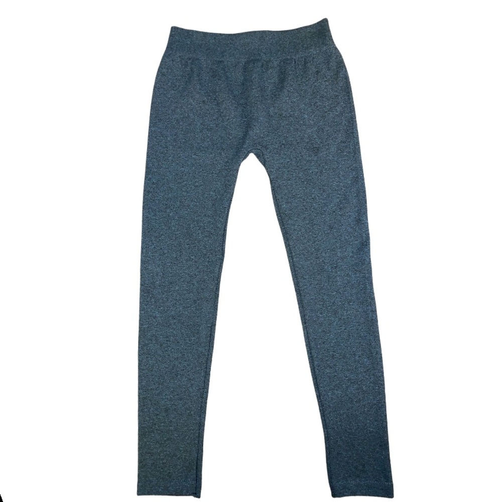 GOLD MEDAL Women’s Fleece-Lined Footless Tights Leggings Blue-Gray Herringbone